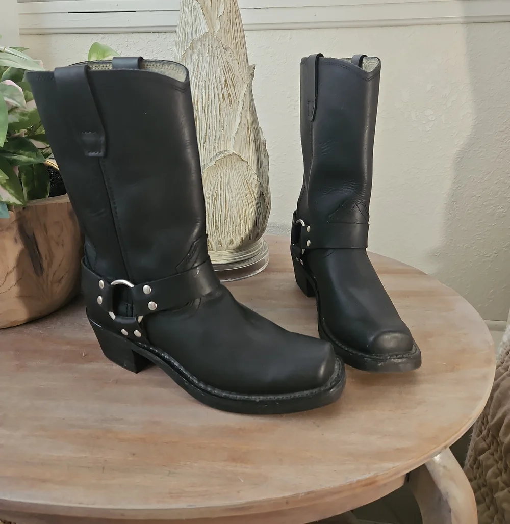 Durango Black Motorcycle Harness Boot with Silver Hardware - Picture 1 of 6
